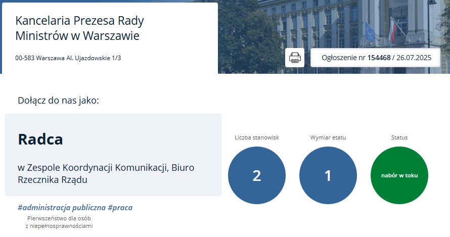 Adam Szłapka szuka pracowników do swojego zespołu /KPRM /materiał zewnętrzny