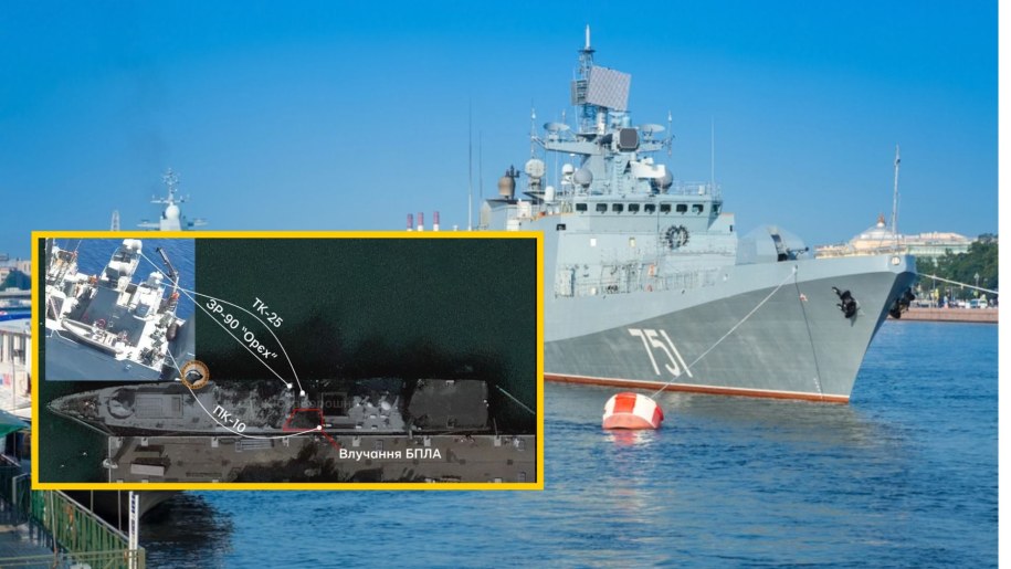 "Admirał Essen" trafiony przez Ukraińców. Duże straty Rosjan w Noworosyjsku /X/zrzut ekranu /Shutterstock