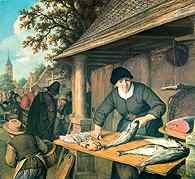 Adriaen van Ostade, Sprzedawczyni ryb, 1672 /Encyklopedia Internautica