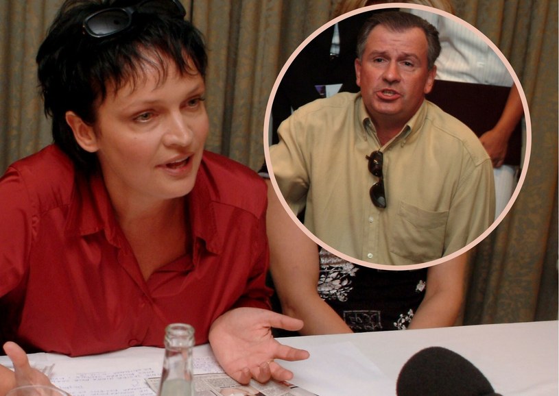 Adrianna Biedrzyńska i Tomasz Stockinger na konferencji w 2003 roku /Reporter