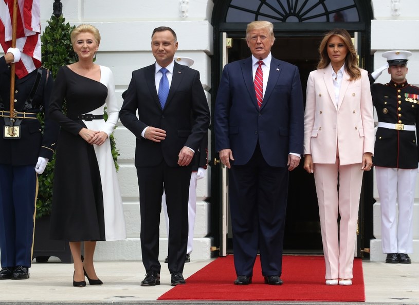 Agata Kornhauser-Duda, Andrzej Duda, Donald Trump, Melania Trump w Białym  Domu /Getty Images