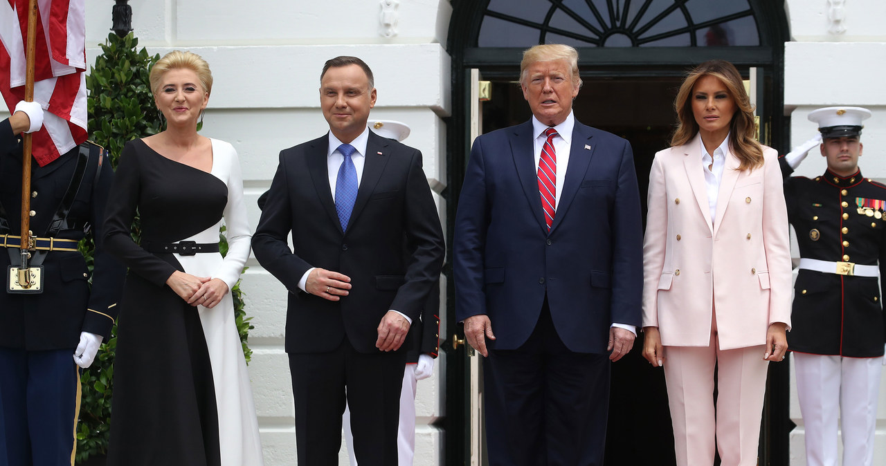 Agata Kornhauser-Duda, Andrzej Duda, Donald Trump, Melania Trump w Białym  Domu /Getty Images