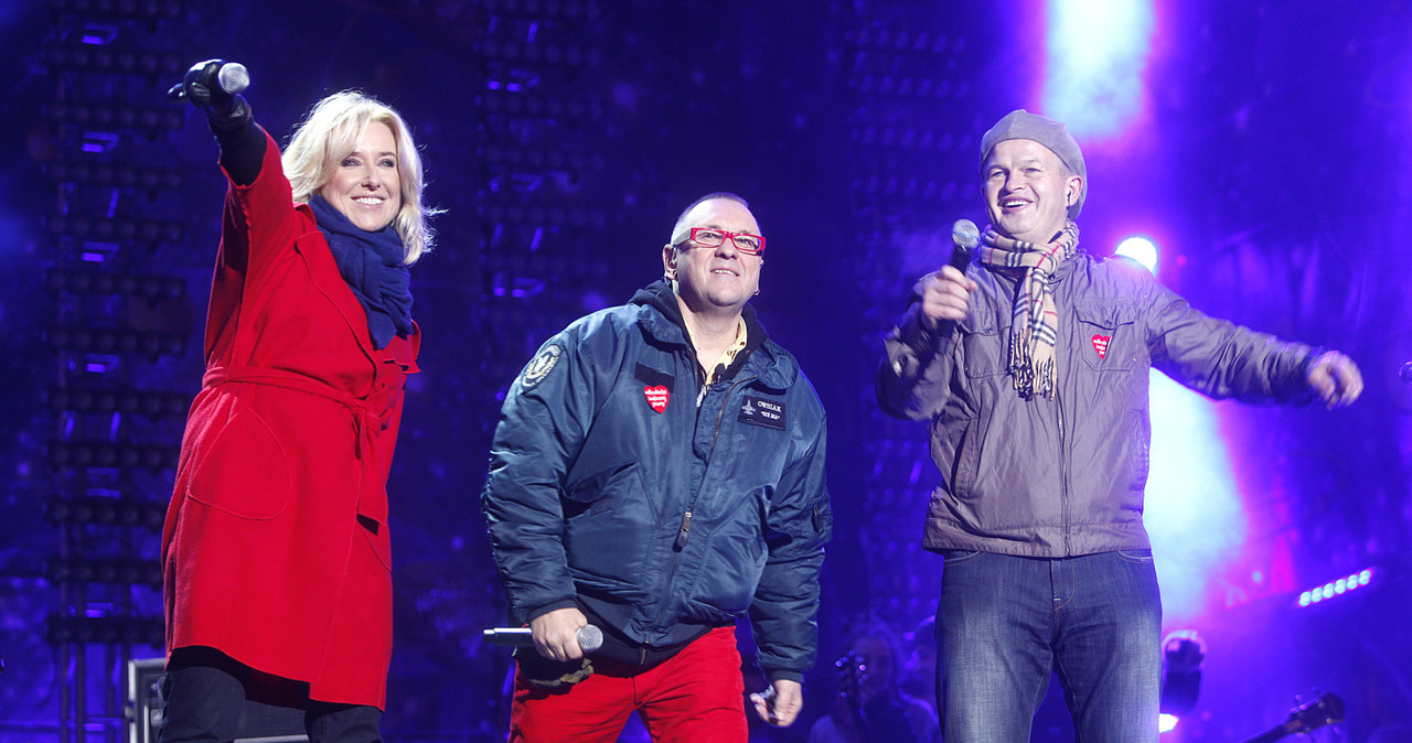 Agata Młynarska, Jerzy Owsiak i Irek Bieleninik w 2012 roku / Jordan Krzemiński /AKPA