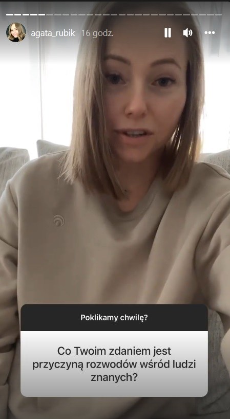 Agata Rubik wypowiedziała się na temat rozwodu Kasi Cichopek i Marcina Hakiela /Screen z instastory www.instagram.com/agata_rubik /Instagram