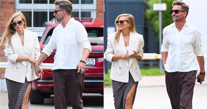 Agnieszka Kaczorowska i Marcin Rogacewicz na tajnym spotkaniu ekipy "Tańca z gwiazdami". /pomponik exlusive /pomponik exclusive