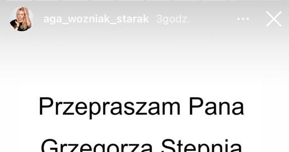 Agnieszka Woźniak-Starak opublikowała przeprosiny /Screen z Insta Story /