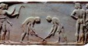 Agon: zawodnicy rozpoczynający grę w poprzedniczkę hokeja na trawie, Ateny, 510 r. p.n.e. /Encyklopedia Internautica