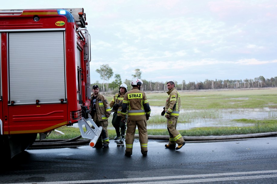 Akcja gaśnicza w okolicy drogi wojewódzkiej nr 908 w Żyglinku /Zbigniew Meissner /PAP