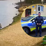 Akcja ratunkowa nad stawem. Policjant uratował tonące dzieci