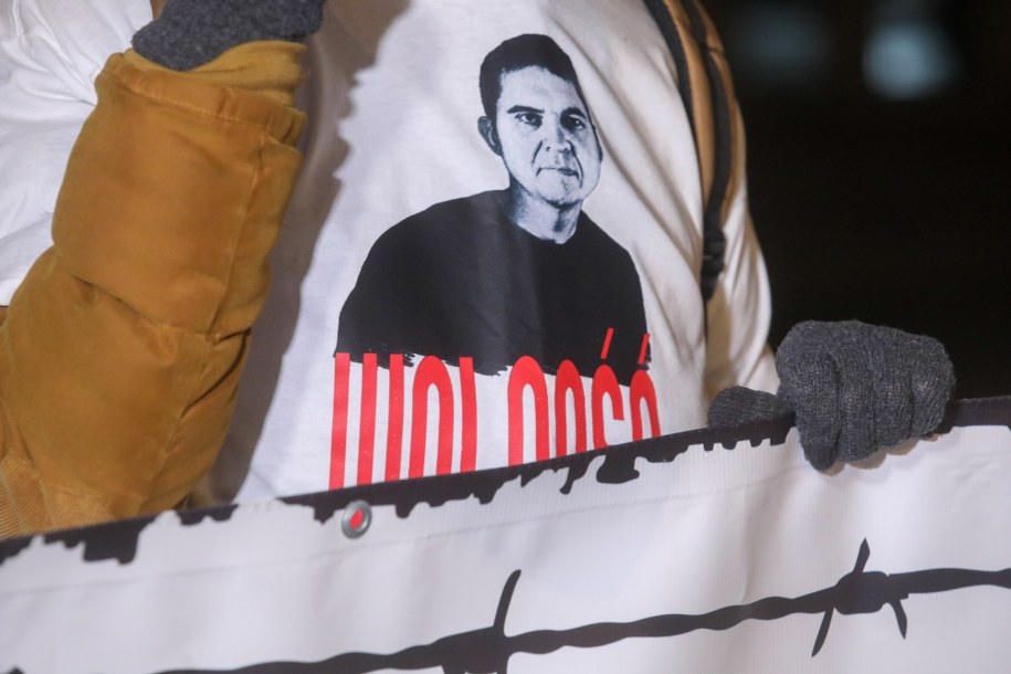 Akcja solidarnościowa z uwięzionym na Białorusi Andrzejem Poczobutem / 	Artur Reszko    /PAP