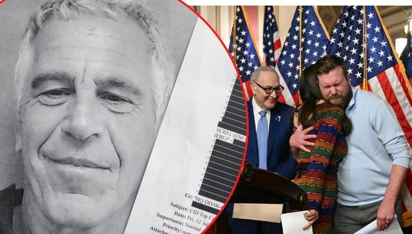 Akta Jeffreya Epsteina / reprezentantka Teresa Leger Fernandez, demokratka z Nowego Meksyku, obejmuje Sky'a Robertsa, brata Virginii Giuffre, oskarżycielki Jeffreya Epsteina, luty 2026 /CRISTOBAL HERRERA-ULASHKEVICH/BRENDAN SMIALOWSKI/AFP/East News /PAP