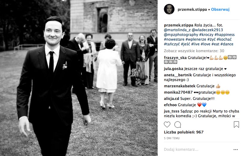 Aktor pochwalił się zdjęciami z własnego ślubu /Instagram /.