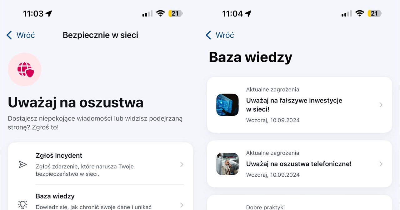 Aktualizacja aplikacji mObywatel dodaje Bazę wiedzy w modulu Bezpieczni w sieci. /Dawid Długosz /INTERIA.PL