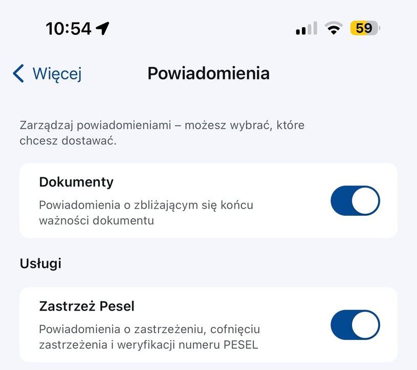 Aktualizacja aplikacji mObywatel wprowadza udoskonalenia z zakresu powiadomień. /Dawid Długosz /INTERIA.PL