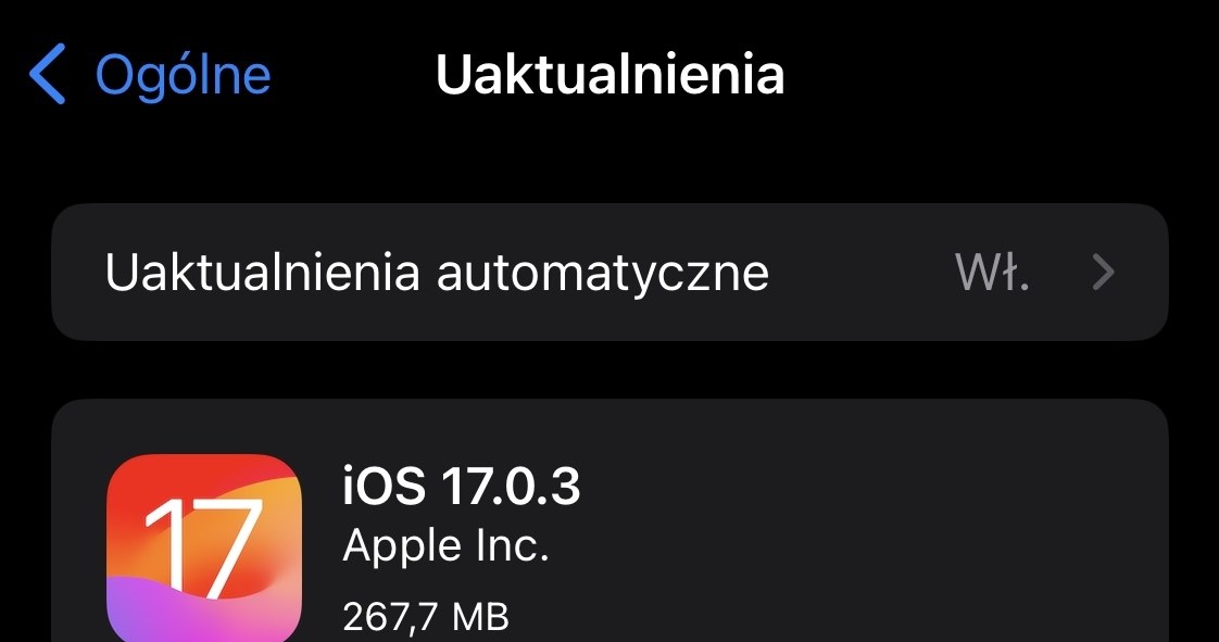 Aktualizacja iOS 17.0.3 rozwiązuje różne problemy /Dawid Długosz /INTERIA.PL