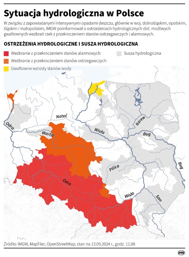 Aktualna sytuacja hydrologiczna w Polsce /Michał Czernek /PAP