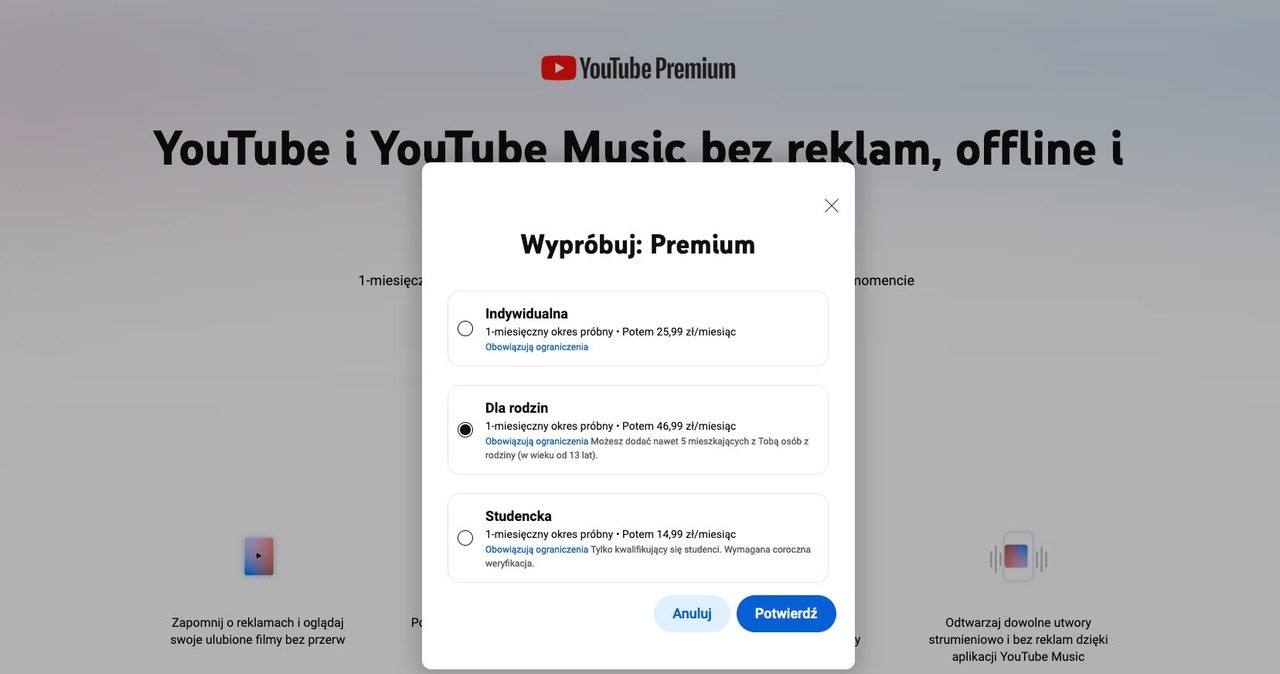 Aktualne ceny YouTube Premium w Polsce /Dawid Długosz /INTERIA.PL