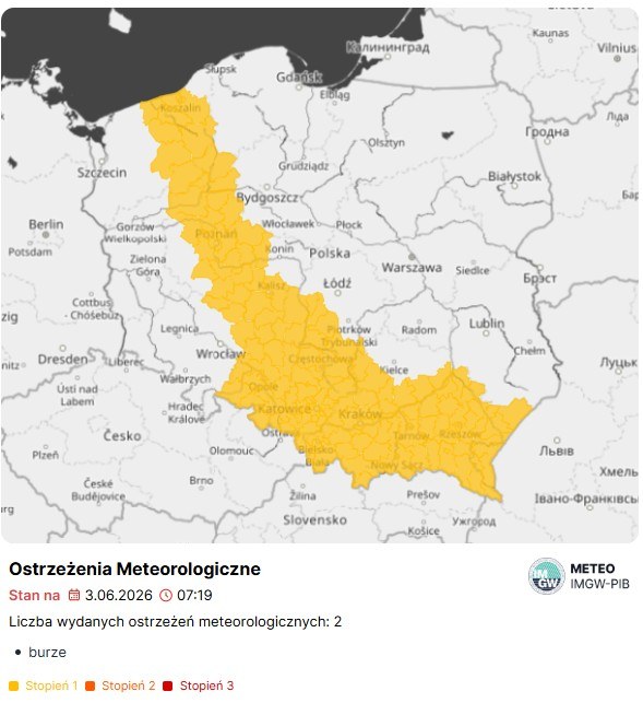 Aktualne ostrzeżenia meteo /IMGW /Materiały prasowe