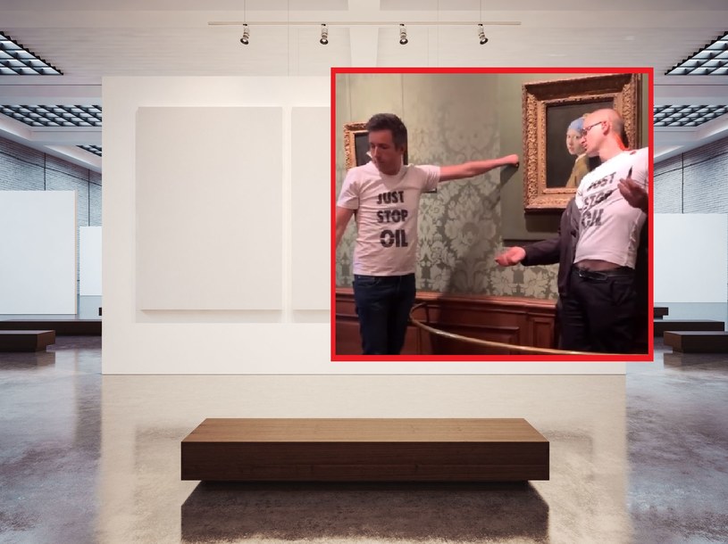 Aktywiści przykleili się do obrazu "Dziewczyna z perłą" w muzeum w Hadze. Zostali aresztowani /123RF/PICSEL; Twitter, @disclosetv /