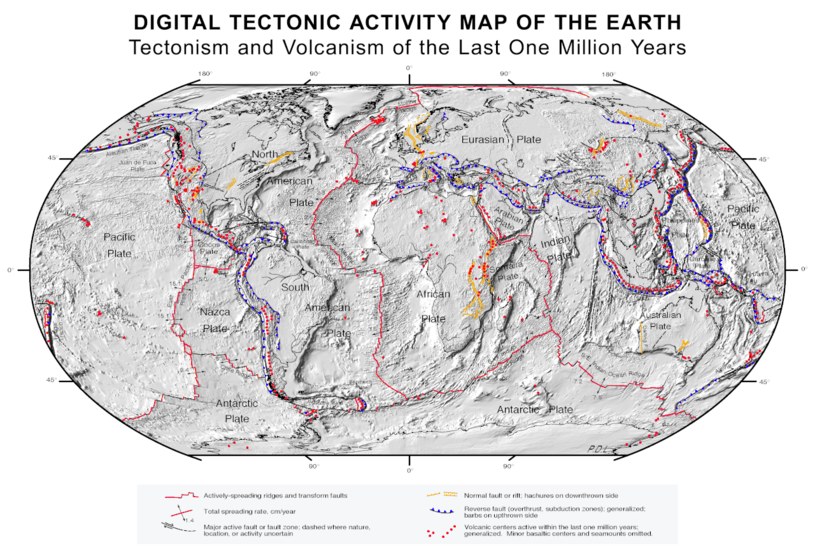 Aktywność tektoniczna na świecie /NASA /domena publiczna