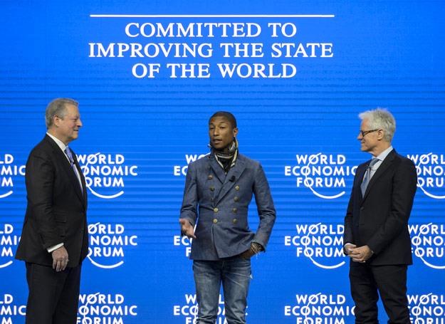 Al Gore, Pharrell Williams i Kevin Wall z Live Earth w Davos /arch. AFP