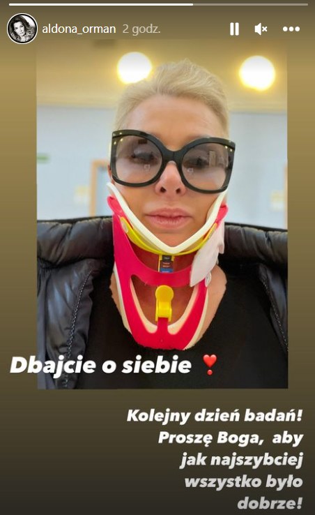 Aldona Orman miała wypadek na planie /@aldona_orman /Instagram