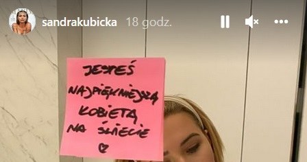 Alek Baron zostawił Sandrze Kubickiej karteczkę z wyznaniem /Screen z instastory www.instagram.com/sandrakubicka /Instagram