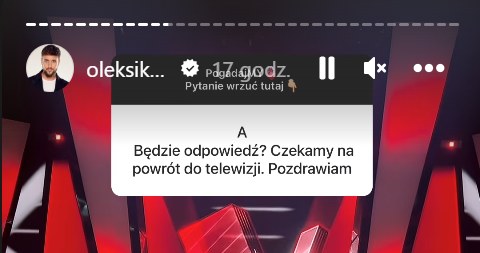 Aleksander Sikora - screen z InstaStory /materiały prasowe