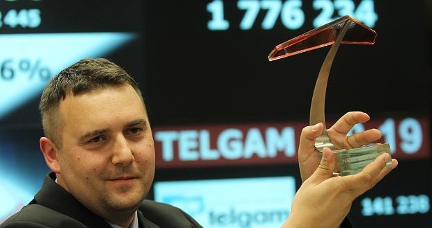 Aleksander Stojek, prezes Telgamu, podczas debiutu na NewConnect /PAP