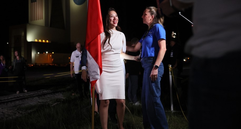 Aleksandra Uznańska-Wiśniewska podczas pożegnania astronautów w Centrum Kosmicznym Johna F. Kennedy’ego /Leszek Szymański /PAP