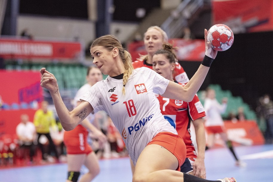 Aleksandra Zych podczas spotkania z Norwegią /BO AMSTRUP /PAP/EPA