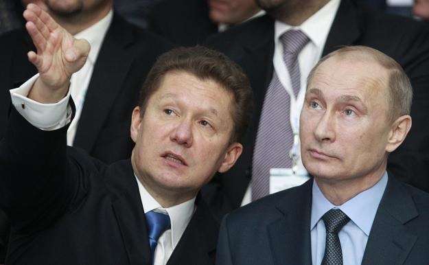 Aleksiej Miller (L), prezes Gazpromu i Władymir Putin (P), prezydent Rosji /AFP