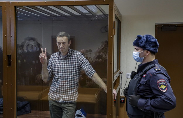 Aleksiej Nawalny podczas procesu /YURI KOCHETKOV /PAP/EPA