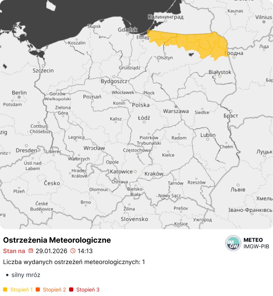 Alert IMGW przed silnym mrozem /