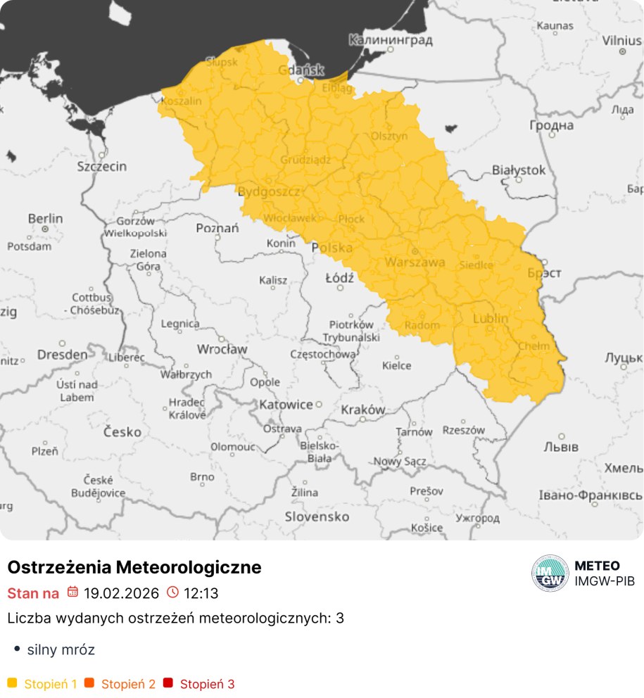 Alert przed silnym mrozem dla 9 województw, fot. IMGW /