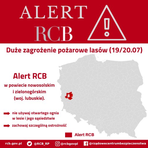 Alert RCB został wysłany do mieszkańców województwa lubuskiego /gov.pl /
