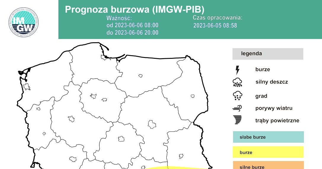 Alerty burzowe wydano dla południowych województw /IMGW /