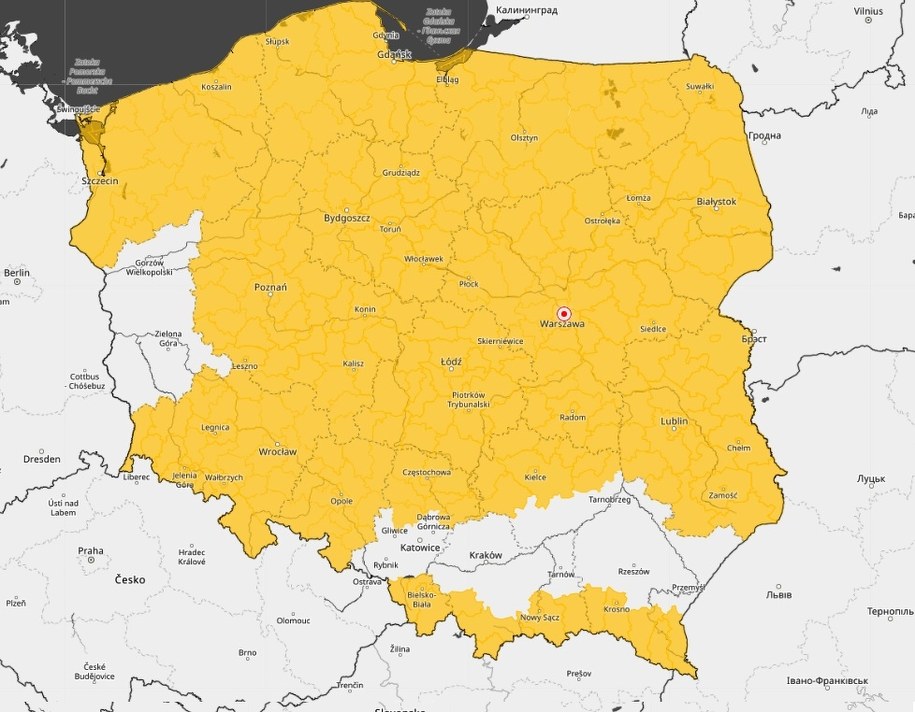 Alerty IMGW na czwartek i noc z czwartku na piątek /IMGW /