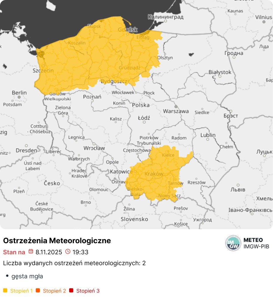 Alerty IMGW na noc z soboty na niedzielę /IMGW