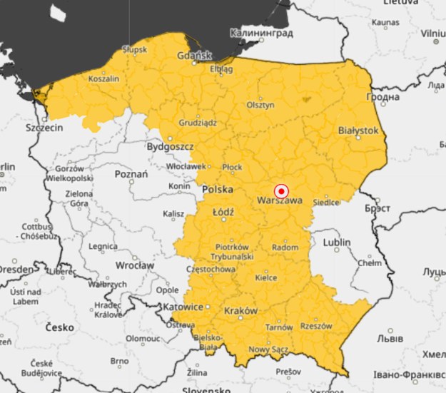 Alerty IMGW obowiązujące od 7:30 w środę do 7:30 w czwartek /IMGW /Materiały prasowe