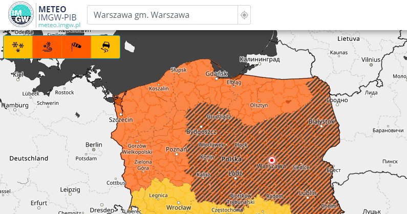 Alerty IMGW w całym kraju, 17 stycznia 2022 /IMGW