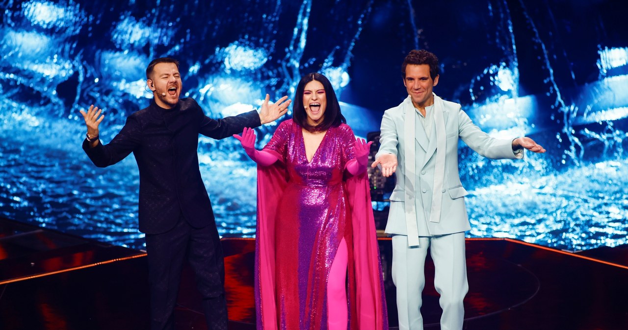 Alessandro Cattelan, Laura Pusini, Mika na Eurowizji 2022 /ALESSANDRO DI MARCO  /Agencja FORUM