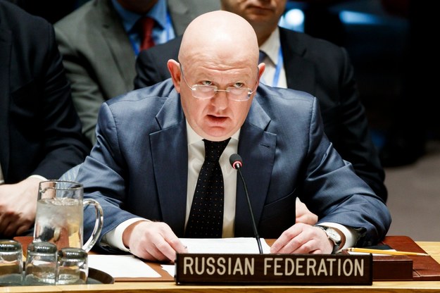 Ambasador Rosji przy ONZ Wasilij Nebenzia wyszedł z sali posiedzeń Rady Bezpieczeństwa ONZ /JUSTIN LANE /PAP