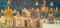 Ambrogio Lorenzetti, fresk Skutki dobrych i złych rządów z Sali Dziewięciu sieneńskiego ratusza /Encyklopedia Internautica