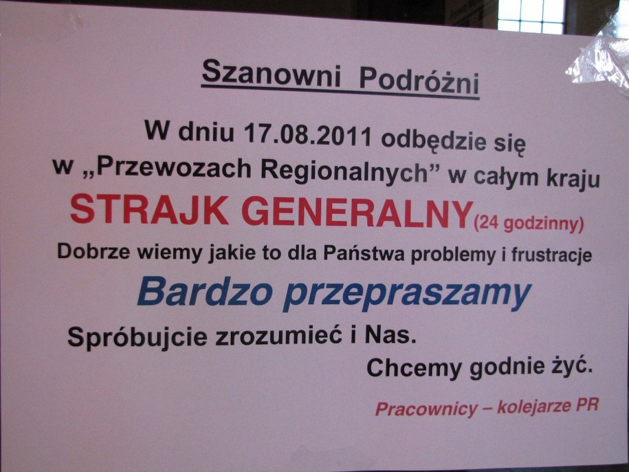 &nbsp; Kolejarze przepraszają podróżnych /Maciej Grzyb /RMF FM