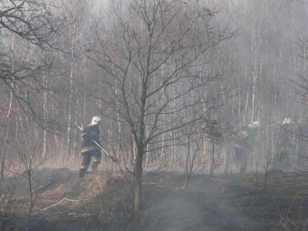 &nbsp; Strażak na miejscu pożaru w Łodzi /Agnieszka Wyderka /RMF FM