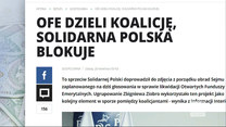 "Wydarzenia": Solidarna Polska zablokowała projekt PiS w sprawie likwidacji OFE