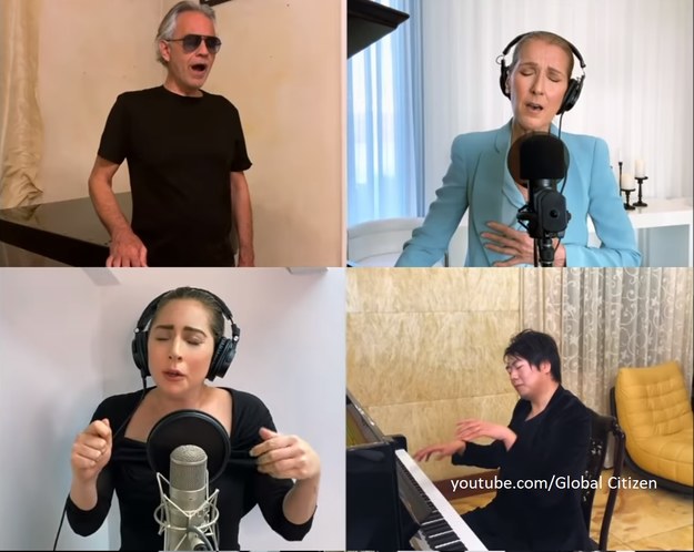 Andrea Bocelli, Lady Gaga i John Legend zaśpiewali piosenkę "The Prayer" /Global Citizen /