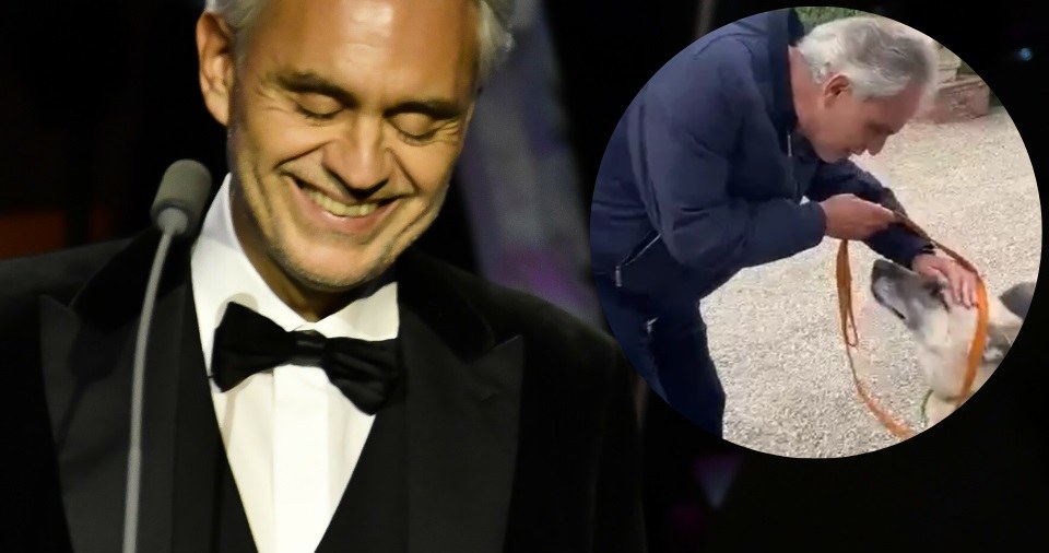 Andrea Bocelli przygarnął psa z Ukrainy. /Michal Dubiel/REPORTER; Facebook /East News