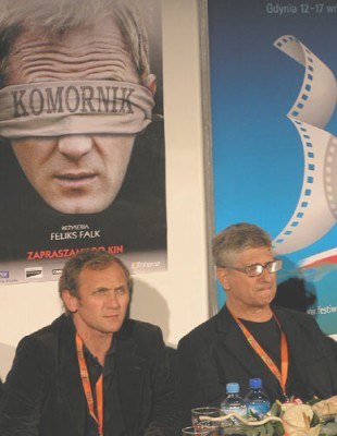 Andrzej Chyra i Feliks Falk na konferencji prasowej w Gdyni /INTERIA.PL